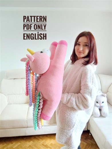 Crochet Pink Unicorn Pillow Pattern: Amigurumi Horse Tutorial (PDF Pattern) - Etsy