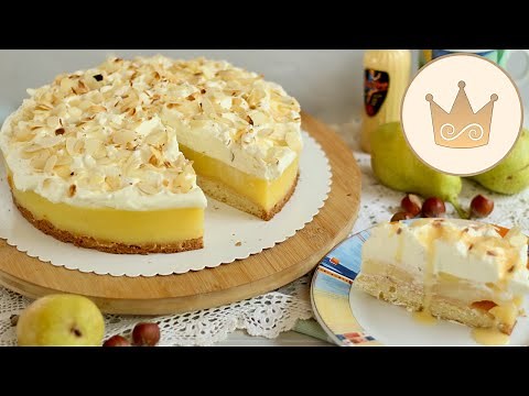 🍐 Super LECKERE BIRNEN-WEIN-TORTE mit Knusperboden und Eierlikör Sahne! | Rezept von Sugarprincess