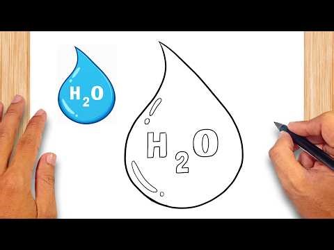 How to draw Water H2O Symbol - Easy Drawing for Kids & Beginners