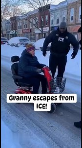🚨 Branson, MO post-snowstorm madness! ICE agents tried to detain an elderly woman on her mobility scooter in the snowy streets—but she had other plans. She revved up, RAMMED straight into their legs, sent 2-3 tumbling into snow drifts, then spun around and zoomed off laughing hysterically while yelling “You can’t catch me! You can’t catch me!” One soaked agent scrambles up shouting “She ran us over!” as the rest flop around in the slush. | Branson Area Breaking News