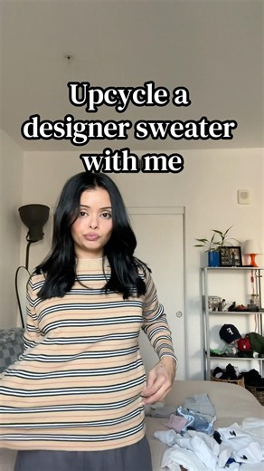 I thrifted a Burberry sweater and almost destroyed it 😭 #upcycle #burberry #slowfashion #thriftflip