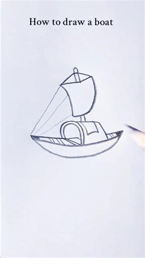 Let’s Draw Boat with Pencil 📝✏️ | Easy Boat Drawing | #Shorts