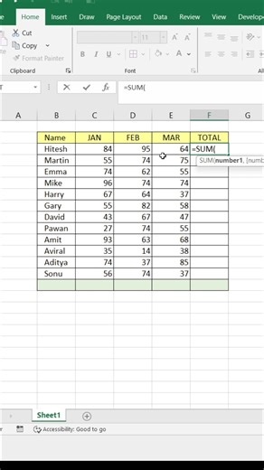 AUTOSUM In Excel 😀 #exceltips #exceltricks #exceltutorial #explore | computernotion