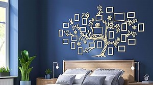 68travel Stammbaum aus Holz mit Bilderrahmen und Zubehör, hölzerne Wanddekoration, für Schlafzimmer, Wohnzimmer, Arbeitszimmer