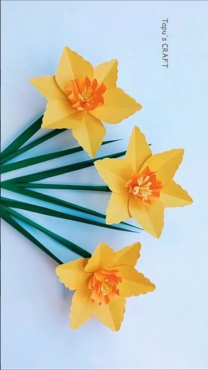 Easy paper flowers || Paper daffodils 🌼 #paperflowers