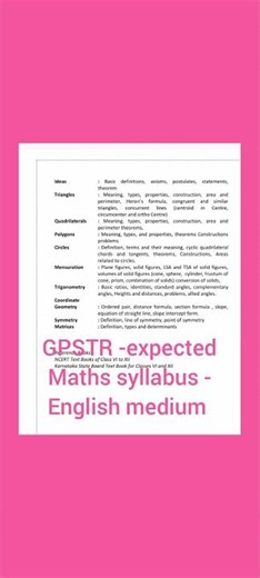 GPSTR -expected Maths syllabus