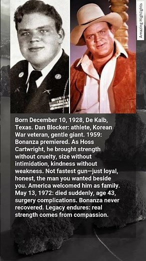 Dan Blocker: gentle giant. Hoss Cartwright. Gone at 43.