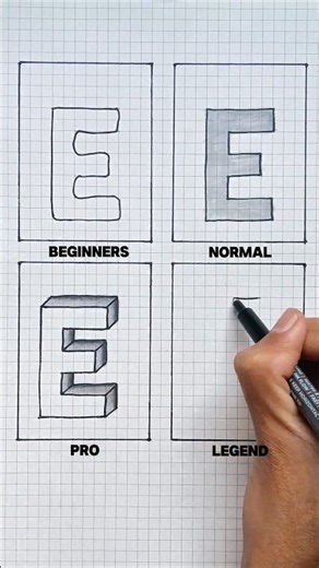 How to draw 3D "E" letter #shorts