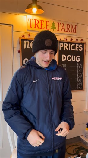 Make it in the hoop, get a free tree… Our “actors” took their roles VERY seriously. 🤣🌲 | Hughes Family Tree Farm