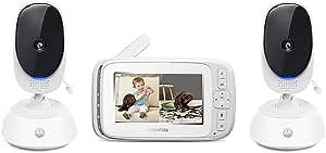 Motorola Bliss54-2 Video Baby Monitor – 4.3” LCD Color Screen Display, Two Wireless Cameras, Remote Pan Scan, 2-Way Talk, Night Vision, Pre-Loaded Lullabies