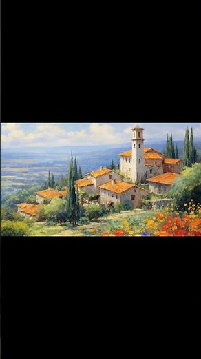 🎨 Painting a Beautiful Tuscan Hilltop Village #huyacrylicpainting #painting #landscape