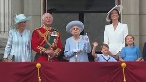 Royals appear on balcony together to watch flypast