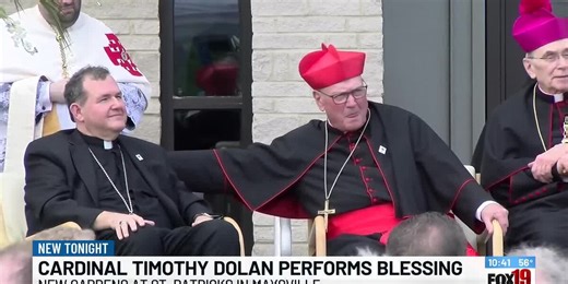 Cardinal Timothy Dolan blesses new gardens at St. Patrick’s in Maysville