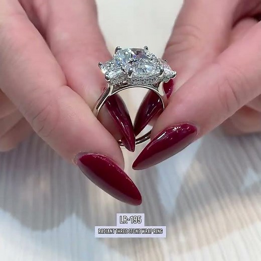 4 carat Radiant Cut Lab Diamond Three-Stone Engagement Ring
