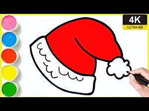 How to draw Santa cap step by step || Santa Claus cap drawing for beginners || Christmas drawing