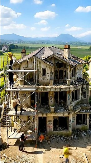 Abandoned Mansion Restoration | From Ruins to Luxury Villa#trending #shorts #restoration