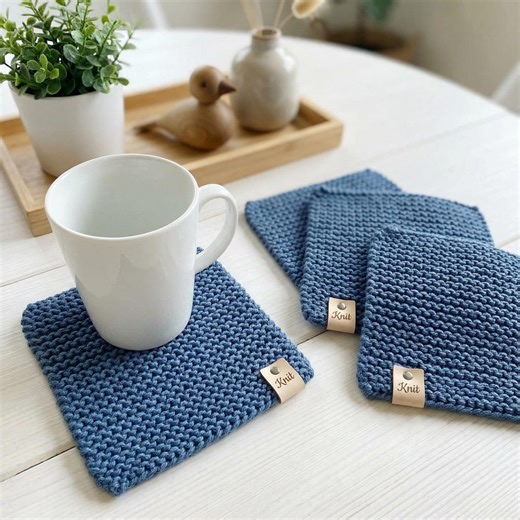 Easy Knitting Pattern Coasters / Knitted Coaster Pattern / Cozy Mug Rug / Beginner Friendly Knit / Minimalist Home Decor / DIY Gift / PDF - Etsy