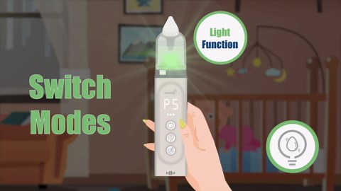 GROWNSY Nasal Aspirator for Baby,5 Suction Level & Cleaning Function,White | Upgraded IPX7 Waterproof Baby Nose Sucker, Colorful Ambient Lights & 6 Music Tracks, White Light for Nighttime Nasal Care