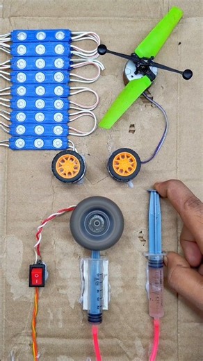 Helicopter Blade & Blue Light Powered by DC Motor Regenerative Braking with Hydraulic Assist #shorts