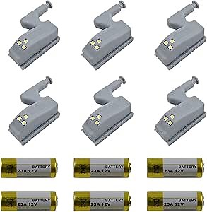 6Pcs Universal Cabinet Cupboard Hinge LED Light for Modern Kitchen Home Lamp-Warm White with Battery