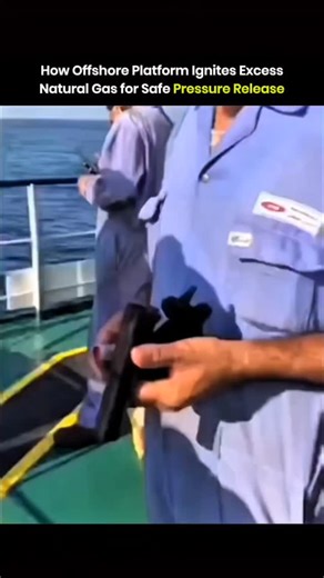 sci || tech || historym on Instagram: "Lighting excess natural gas on an offshore platform follows a defined emergency safety process. Flare systems dispose of excess hydrocarbons when pressure rises beyond safe operating limits. Under normal conditions, permanent pilot flames or automated ignition systems perform this function. When these systems fail, a flare gun provides a manual ignition source. This action occurs only under an approved standard operating procedure. Trained and authorized pe