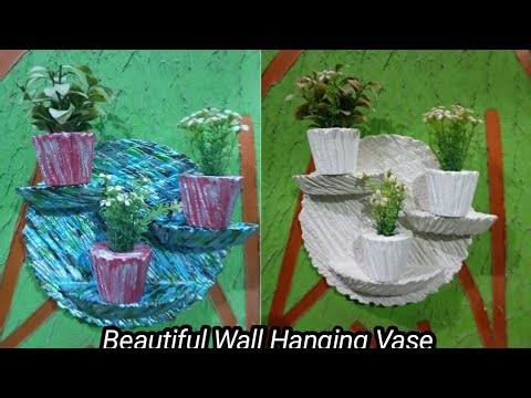 Waste Plastic Plate to Beautiful Wall Hanging Vase | DIY Home Decor