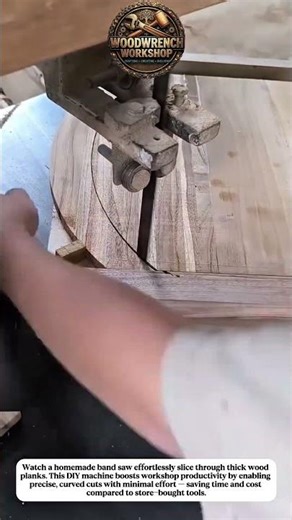 Homemade Band Saw in Action – Cutting Wood with a DIY Woodworking Machine