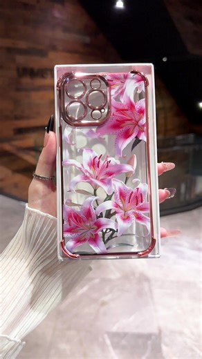 This phone case is so cute! Pink lily pattern phone case.#phonecases #iphone17promax #iphone11case #iphone16promaxcase #pinkflowers