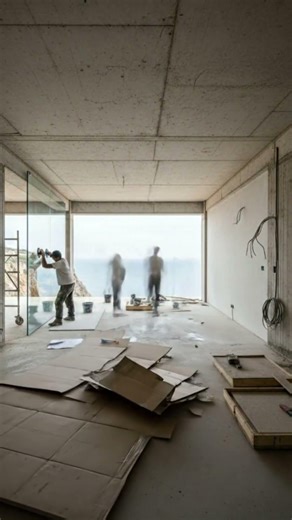 Cliffside Luxury Villa Transformation | Empty Concrete Shell to Cinematic Oceanfront #satisfying