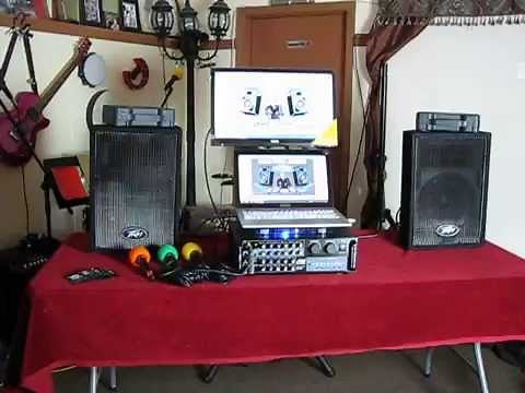 Karaoke home system with easy hookups for a karaoke laptop or karaoke ipod, smartphone, ipad