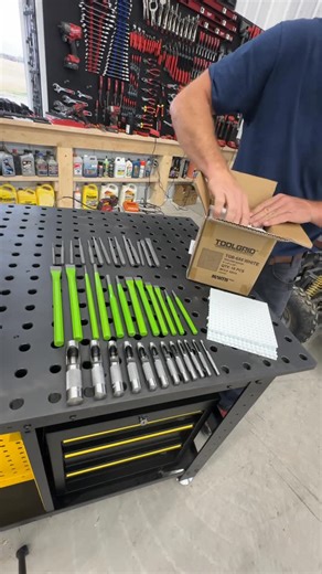 Dustin Mitchell on Instagram: "Using the @mantis.toolgrid system to organize the metal punches and chisels in the @strong_hand_tools workbench from @banditosinc"