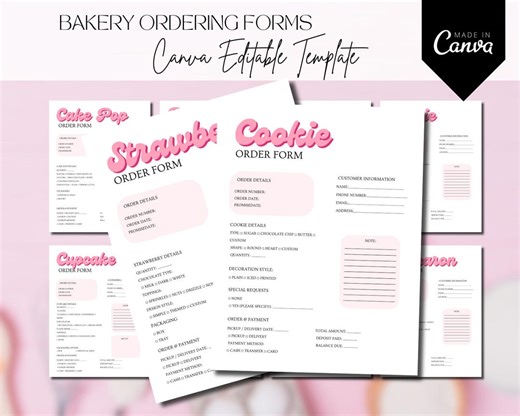 Bakery Order Form Bundle Template, Editable Cake Order Sheet, Cupcake Cookie Bakery Invoice Form, Baking Business Order Printable Forms - Etsy