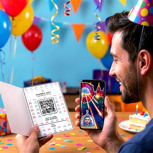 Custom Birthday Mobile Game - With Printable QR Design for Greeting Cards - Etsy