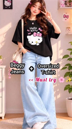 part - 1 👖 Baggy Jeans + Oversized T-Shirt = Perfect Gen Z Outfit 😍 #fashion #style #ootd #fypシ