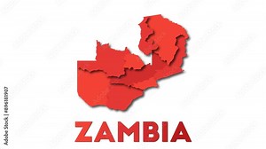 Zambia map showing regions. Animated country map with title. 4K resolution animation.