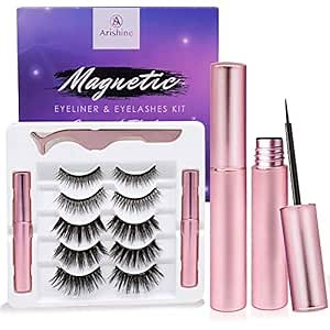 Magnetic Eyelashes with Applicator: 5 Pairs Reusable Natural & Glam Lashes, Lightweight Magnetic Liner, Beginner-Friendly, No Glue Needed, Waterproof & Cruelty-Free