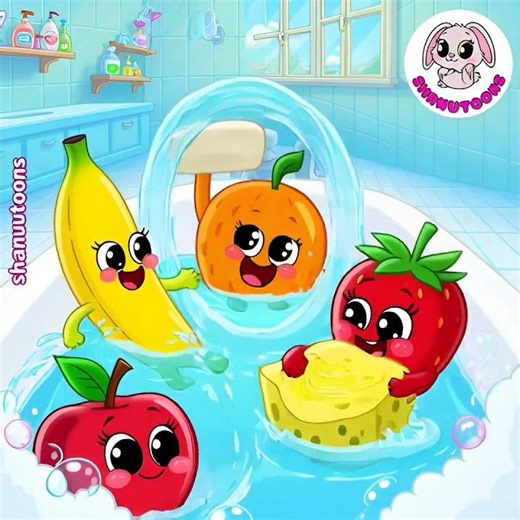 Happy fruits bathing together in a family #english #kids #kindergarten