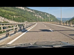 Bridges and tunnels on the A40 French Autoroute, northbound. Scenic driving in France.