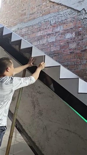 Ceramic stair install process #shorts #construction #flooring #tool