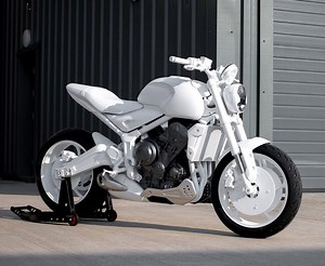 Sleek All-White Triumph Trident Prototype Motorcycle Unveiled