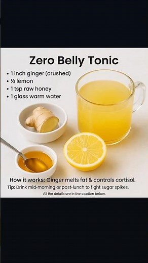 Zero Belly Tonic Drink for Fat Loss | Ginger Lemon Honey Detox Recipe