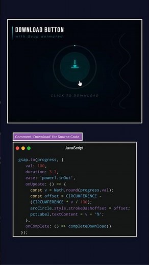 Animated Download Button with GSAP 🚀 | HTML CSS JavaScript UI Animation