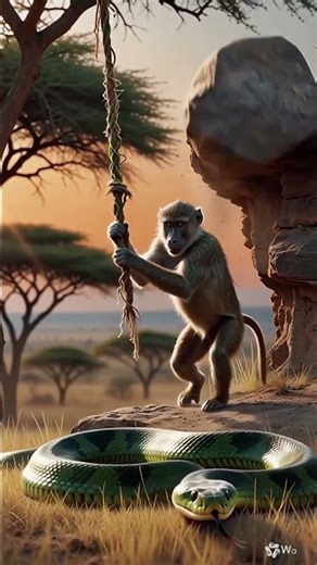 The Genius Monkey’s Trap: Outsmarting a Giant Python in the Savannah 🐒🐍