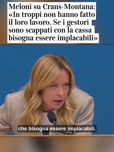 Rispondendo a una domanda sulla tragedia di Crans Montana, la premier dice che «l'avvocatura dello Stato su mandato della presidenza del consiglio si è messa in contatto per seguire le indagini con la procura elvetica e con la procura di Roma che ha aperto a sua volta un fascicolo: siamo pronti a fornire alle famiglie tutta l'assistenza necessaria per fare si che possano avere giustizia, le famiglie hanno la mia parola non saranno lasciate sole». Su quanto accaduto la notte di Capodanno, Meloni 