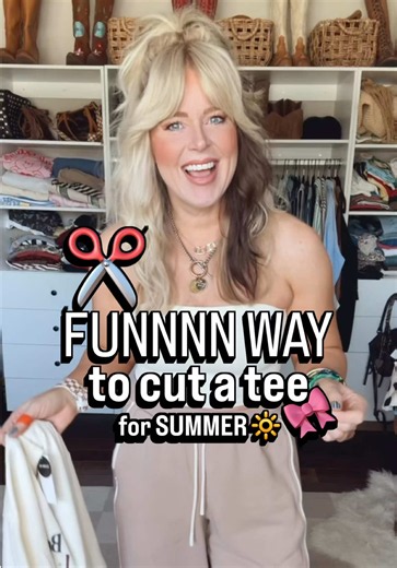 I love to do this cut! ✂️ It’s easy and so fun!! Also if you don’t want to tie it it’s still cute! Shop in my LTK (link in bio). #diyfashion #graphictee #styleover40 #targetfinds #bandtee