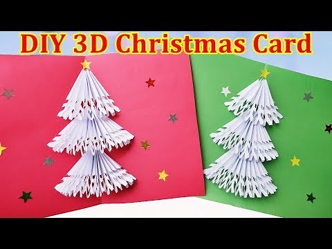 手作り クリスマスカード作り方 飛び出すツリーのポップアップ♪◇DIY Christmas 3D pop up card