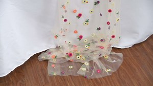 Artoid Mode Black Embroidery Daisy Gauze Table Runner 120 Inch 10FT, Seasonal Sheer Kitchen Dining Holiday Wedding Birthday Table Decor for Home Party