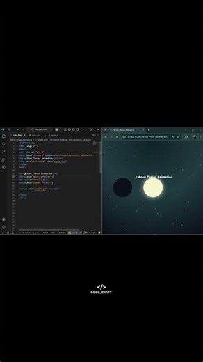 🌙 Moon Phases Animation – CSS & JavaScript Visual Simulation #minivlog #youtubeshorts #subscribe