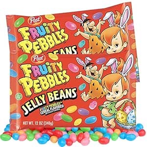 Fruity Pebbles Jelly Beans, Birthday Party Goodie Bag Candies, Cereal Flavored Bulk Treats, 10 Ounces Each, Pack of 2