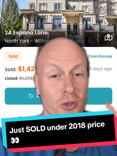 Freehold Townhouse Sells Below 2018 Price in Toronto